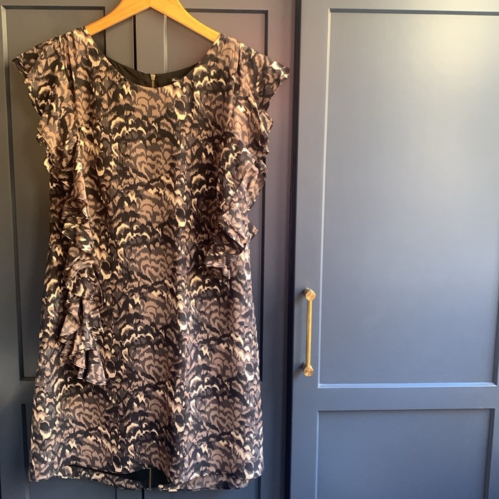 Black/Grey Patterned Flutter Sleeveless Dress Wit… - image 1